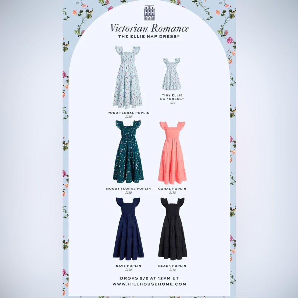 Hill House Teal Floral Midi Dress with Pink & White Accents - Picture 2 of 10
